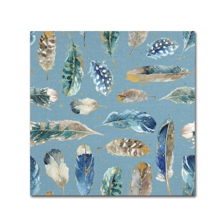 Lisa Audit 'Indigold Feathers Turquoise' Canvas Art,35x35